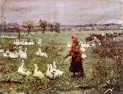 Teodor Axentowicz The Goose Girl. Sweden oil painting artist